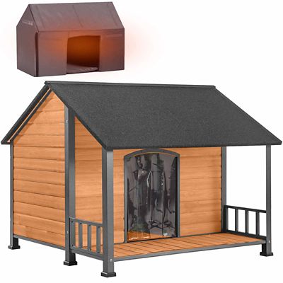 Aivituvin Wooden Insulated Dog House, Weatherproof, Spacious for Small to Large Dogs