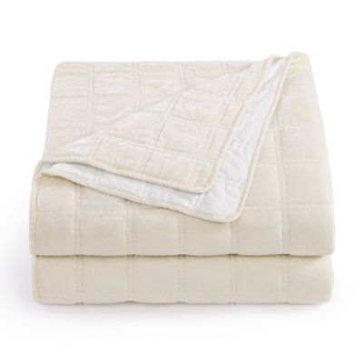 Image showing 6 th HiEnd Accents Stella Faux Silk Double Box Stitch Quilt Set, 3PC