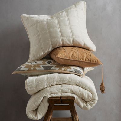 Image showing 7 th HiEnd Accents Stella Faux Silk Double Box Stitch Quilt Set, 3PC