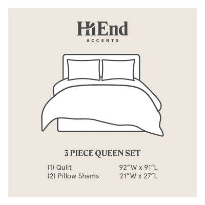 Image showing 9 th HiEnd Accents Stella Faux Silk Double Box Stitch Quilt Set, 3PC