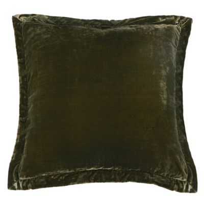 HiEnd Accents Stella Faux Silk Velvet Flanged Euro Sham, 27 in. x 27 in., 1PC, FB6800E2-OS-FG