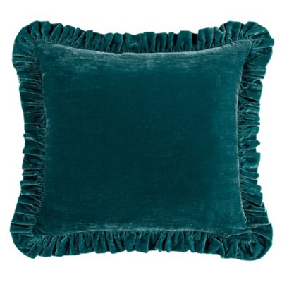 HiEnd Accents Stella Faux Silk Velvet Ruffled Euro Sham, 27 in. x 27 in., 1PC, FB6800ES-OS-TL