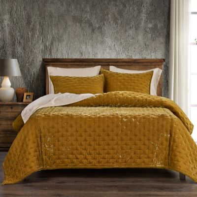 Image showing  Stella Faux Silk Velvet Quilt Set, 3PC