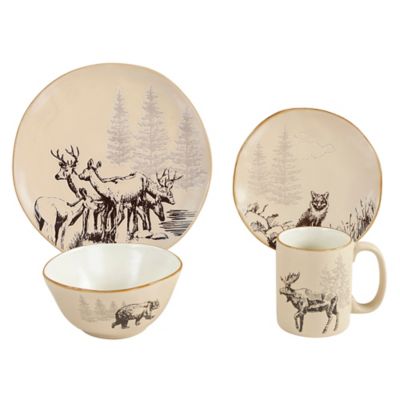 Image showing  White Pine Ceramic Dinnerware Set, Brown, 16 pc.