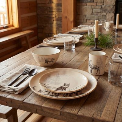 Image showing  White Pine Ceramic Dinnerware Set, Brown, 16 pc.