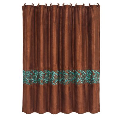 Paseo Road Wyatt Copper & Turquoise Scrollwork Shower Curtain, 72 in. x 72 in., 1PC
