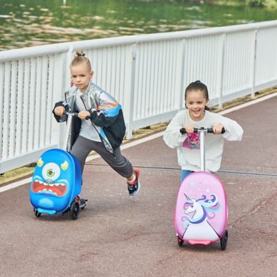 Image showing 4 th GoPowerBike Kids' GoVoyage 2-in-1 Luggage Scooter, Pink