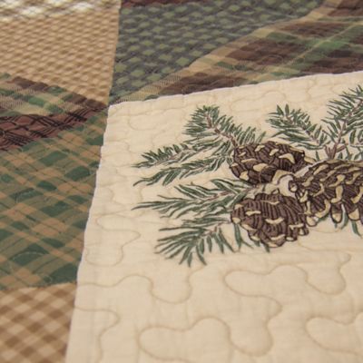 Image showing  Pine Star Cotton Pieced Embroidered Quilted Throw