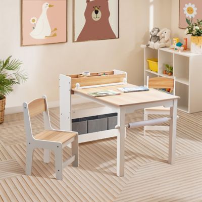 Image showing  Children Play Table with Bookcase and 2 Chairs Set