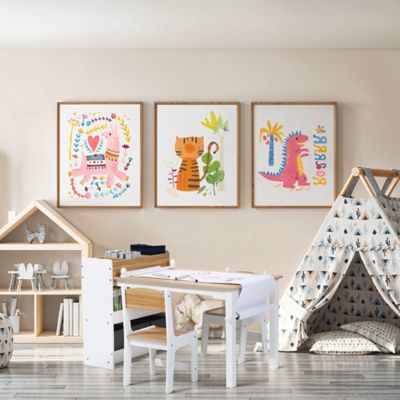 Image showing  Children Play Table with Bookcase and 2 Chairs Set