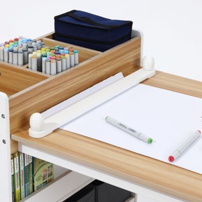 Image showing  Children Play Table with Bookcase and 2 Chairs Set