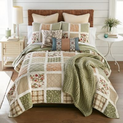 Image showing 6 th Donna Sharp Peach Rose Cotton Pieced Quilt Set