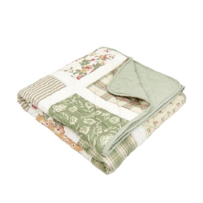 Image showing  Peach Rose Cotton Pieced Throw Blanket