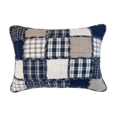 Image showing  Checkerboard Indigo Cotton Pieced Quilted Bedding Set