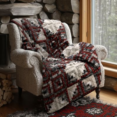 Image showing  Log Cabin Star Cotton Quilted Throw