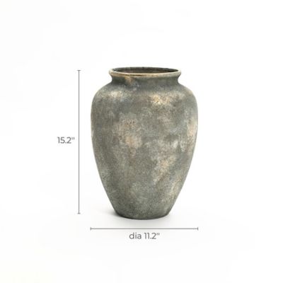 Image showing 9 th LuxenHome Rustic Gold and Brown Terracotta Vase