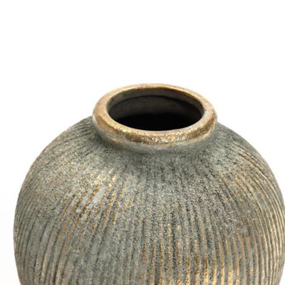 Image showing 5 th LuxenHome Rustic Gold and Brown Terracotta Vase