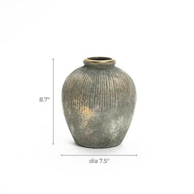 Image showing 9 th LuxenHome Rustic Gold and Brown Terracotta Vase