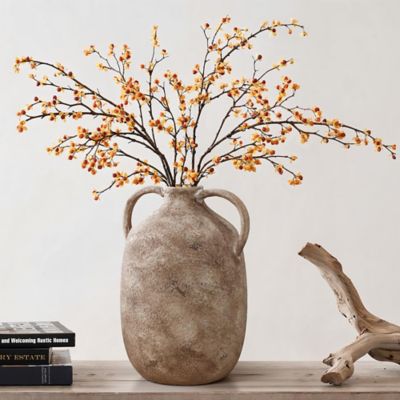 Image showing  Marble Brown Ceramic 11.5-Inch Tall Jug Vase with Handles