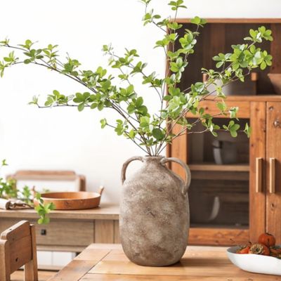 Image showing  Marble Brown Ceramic 11.5-Inch Tall Jug Vase with Handles