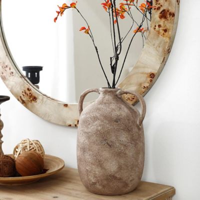 Image showing  Marble Brown Ceramic 11.5-Inch Tall Jug Vase with Handles