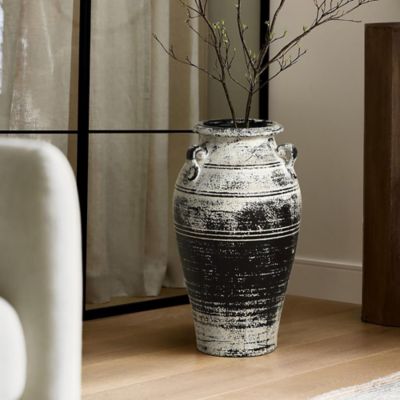 Image showing  Vingate White and Black Ceramic 18.3-Inch Tall Urn Vase