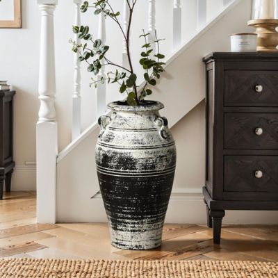 Image showing  Vingate White and Black Ceramic 18.3-Inch Tall Urn Vase