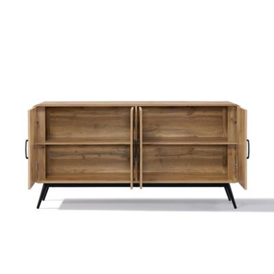 Image showing  4-Door with Soft Close 63-Inch Wide Sideboard Server Cabinet with Black Metal Legs