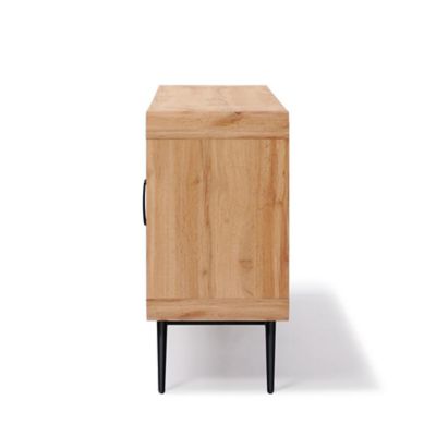 Image showing  4-Door with Soft Close 63-Inch Wide Sideboard Server Cabinet with Black Metal Legs