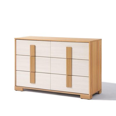 Image showing  Natural and White 47.2-Inch Wide 6-Drawer Dresser