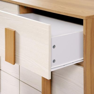 Image showing 9 th LuxenHome Natural and White 47.2-Inch Wide 6-Drawer Dresser