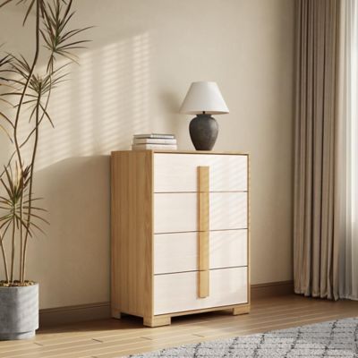 Image showing  Natural and White 40.9-Inch Tall 4-Drawer Chest