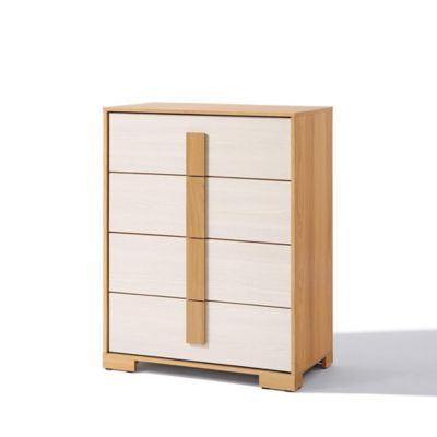 Image showing 6 th LuxenHome Natural and White 40.9-Inch Tall 4-Drawer Chest
