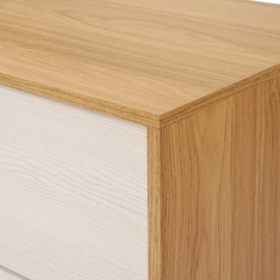 Image showing 9 th LuxenHome Natural and White 40.9-Inch Tall 4-Drawer Chest