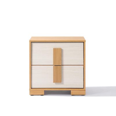 LuxenHome Natural and White 20.7-Inch Tall 2-Drawer Nightstand End Table