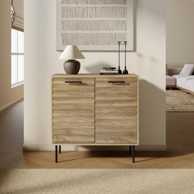 Image showing  Mid-Century Modern Wave 2-Door Cabinet with Metal Legs