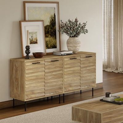 Image showing  Mid-Century Modern Wave 2-Door Cabinet with Metal Legs