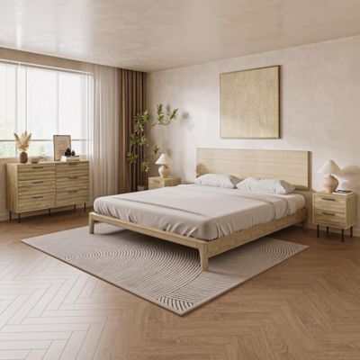 Image showing  Mid-Century Modern Wave 2-Drawers End Table and Nightstand with Metal Legs