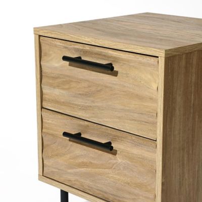 Image showing  Mid-Century Modern Wave 2-Drawers End Table and Nightstand with Metal Legs