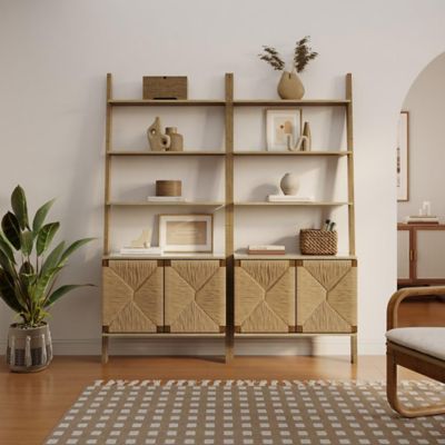 Image showing  4-Shelf Etagere Bookcase with 2-Door Cabinet Storage