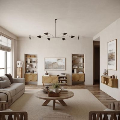 Image showing  4-Shelf Etagere Bookcase with 2-Door Cabinet Storage