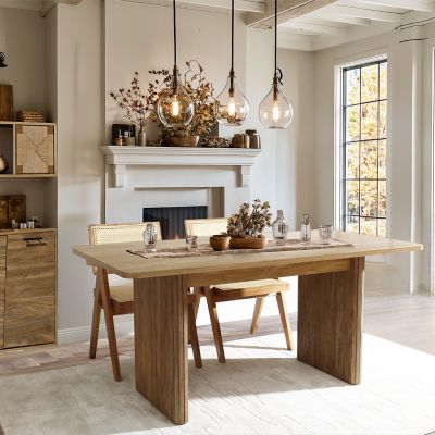 Image showing  Natural Wood Finish 6-Person 63-Inch Wide Rectangle Dining Table