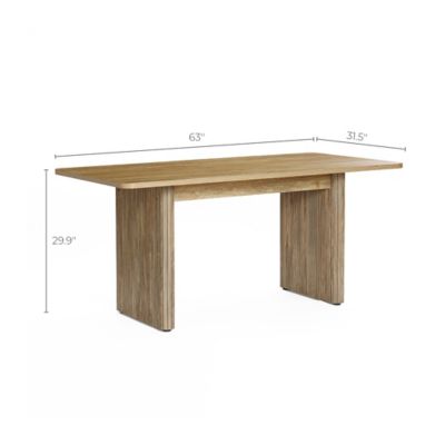 Image showing 7 th LuxenHome Natural Wood Finish 6-Person 63-Inch Wide Rectangle Dining Table