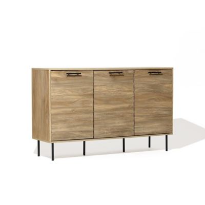 Image showing  Mid-Century Modern Wave 3-Door 55.1-Inch Wide Kitchen Sideboard Cabinet with Metal Legs