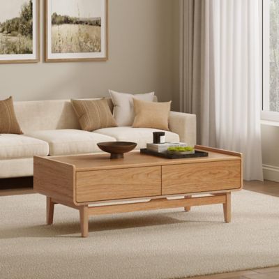 Image showing  Summer Oak Engineered Wood Coffee Table with Storage