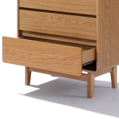 Image showing 6 th LuxenHome Summer Oak Engineered Wood 48.5 in. Tall 5-Drawer Bachelor Chest