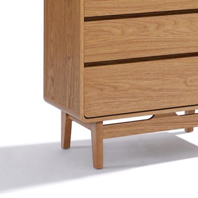 Image showing 7 th LuxenHome Summer Oak Engineered Wood 48.5 in. Tall 5-Drawer Bachelor Chest