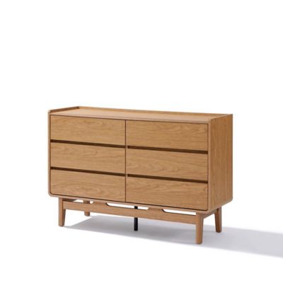 Image showing  Summer Oak Engineered Wood 47.2-Inch Wide 6-Drawer Horizontal Dresser