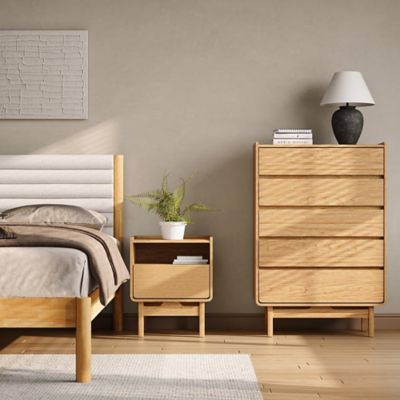 Image showing  Summer Oak Engineered Wood Nightstand and End Table with Storage