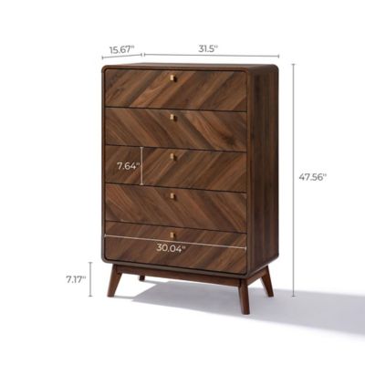 Image showing 8 th LuxenHome Columbia Engineered Wood 47.5-Inch Tall 5-Drawer Bachelor Chest